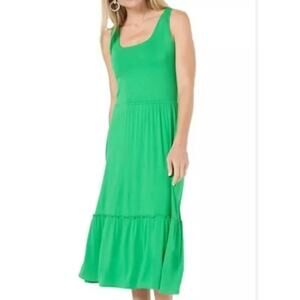 J Jason Wu Green Jersey Sleeveless Midi Sun Dress Size Large